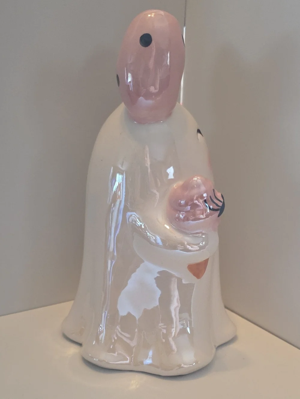 Viral Ceramic Halloween Ghost With Big Pink Bow & Ice Cream Cone 8.5